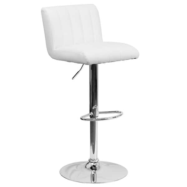 Flash Furniture 33.50 in. Adjustable Height White Cushioned Bar Stool