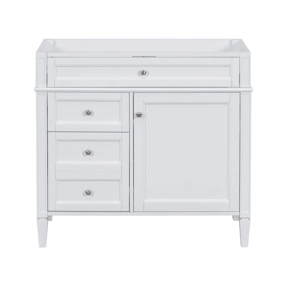 36 in. Solid Wood Frame Bath Vanity Cabinet without Top in White with 2-Dra