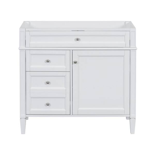 Unbranded 36 in. Solid Wood Frame Bath Vanity Cabinet without Top in White with 2-Drawers and a Tip-out Drawer