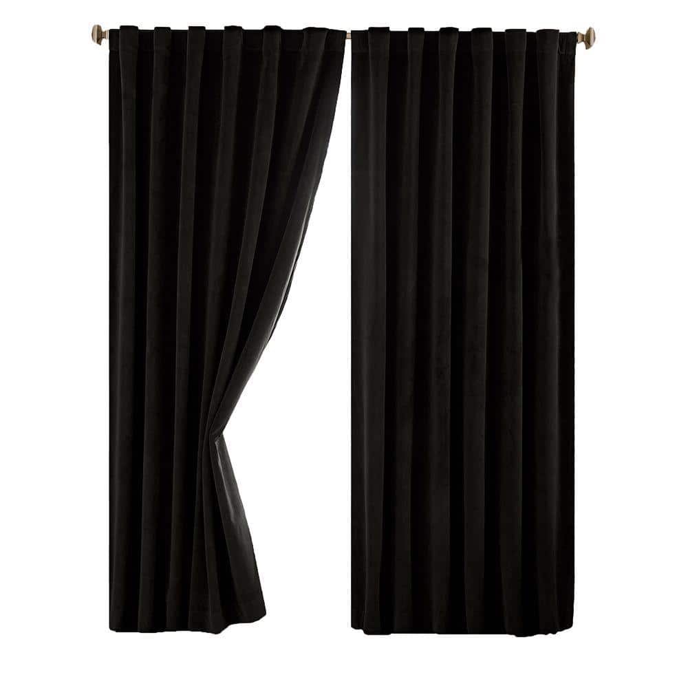 Absolute Zero Black Faux Velvet Thermal, Velvet Curtain Panels