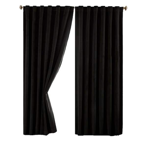 Eclipse Bradley Theater Black Solid Polyester 50 in. W x 63 in. L 100% Blackout Single Rod Pocket Back Tab Curtain Panel