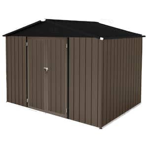 12 ft. Wx 10 ft. D Metal Garden Sheds for Outdoor Storage with Double Door in Brown and Black (120 sq. ft.)