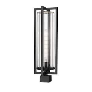 Aura 1-Light Black Aluminum Hardwired Outdoor Marine Grade Post-Light with no bulbs included