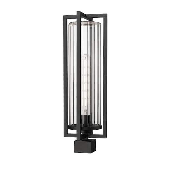 Filament Design Aura 1-Light Black Aluminum Hardwired Outdoor Marine Grade Post-Light with no bulbs included