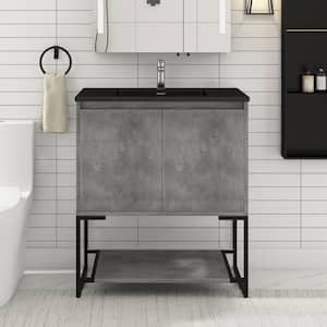 Allen 30 in. W x 19 in. D x 34 in. H Freestanding Bath Vanity in Charcoal Gray with Black Cultured Mable Top