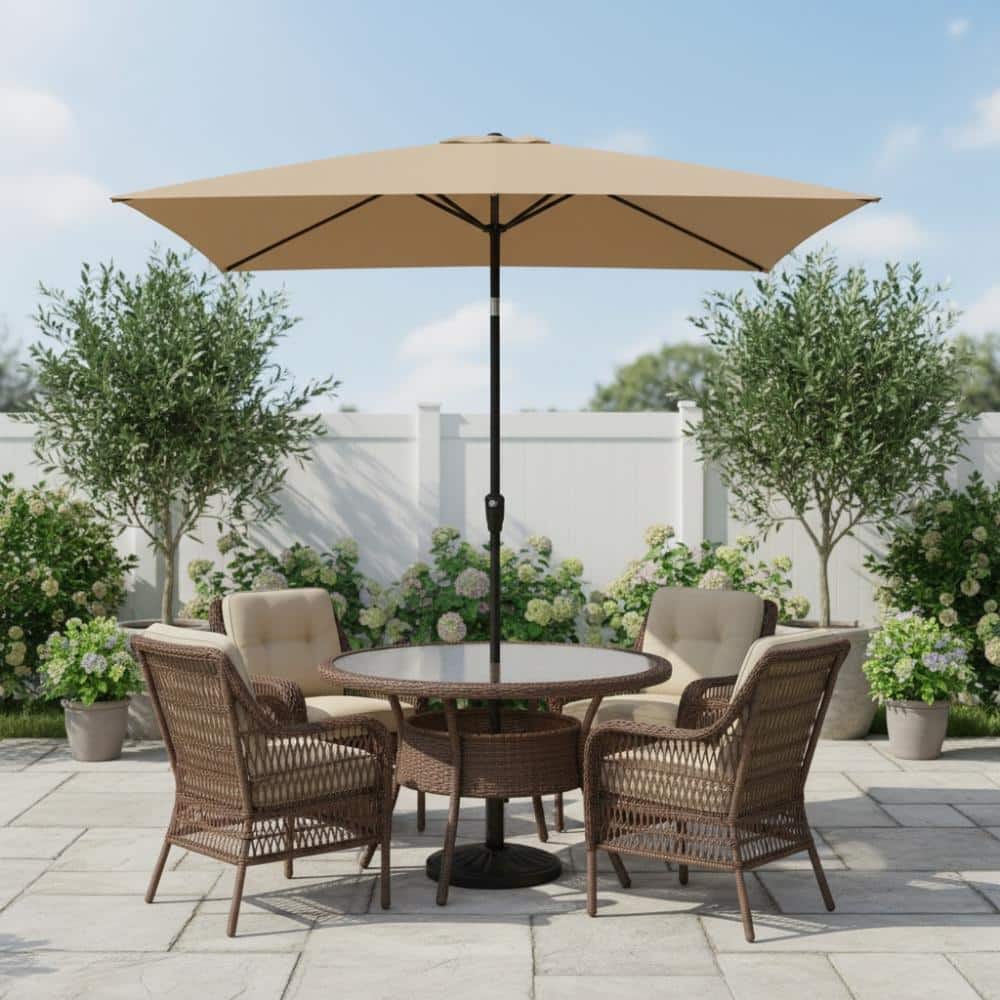 6 x 9 ft. Brown Outdoor Patio Umbrella with Crank and Push Button Tilt for Garden Backyard price history on PriceWatchPro