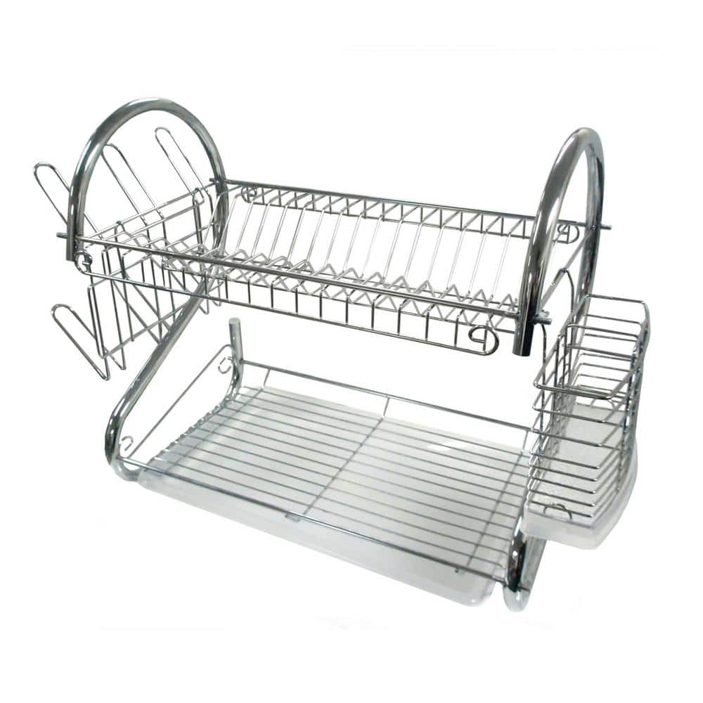 Better Chef 16 in. 2-Tier Silver Chrome Plated Standing Dish Rack