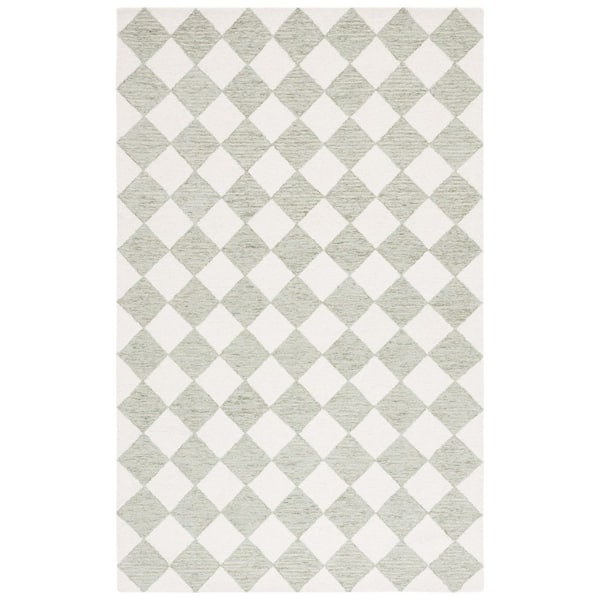 Ebony 9 ft. x 12 ft. Sage/Ivory Checkered Area Rug