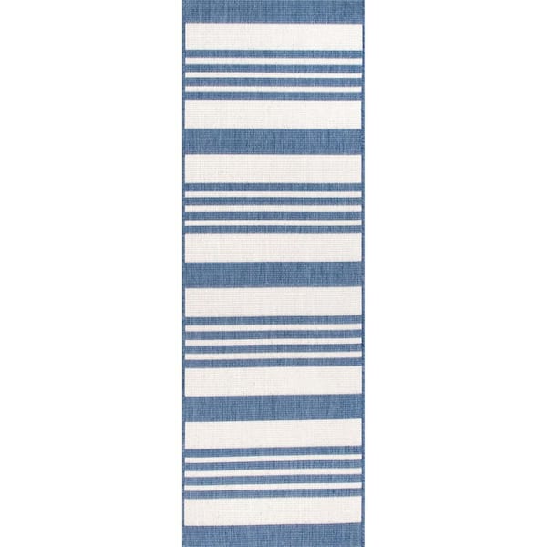 Robin Blue 2 ft. x 6 ft. Indoor/Outdoor Runner Patio Rug