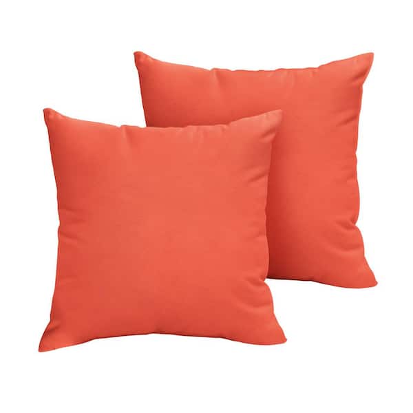 SORRA HOME Sunbrella Canvas Melon Outdoor Knife Edge Throw Pillows (2-Pack)