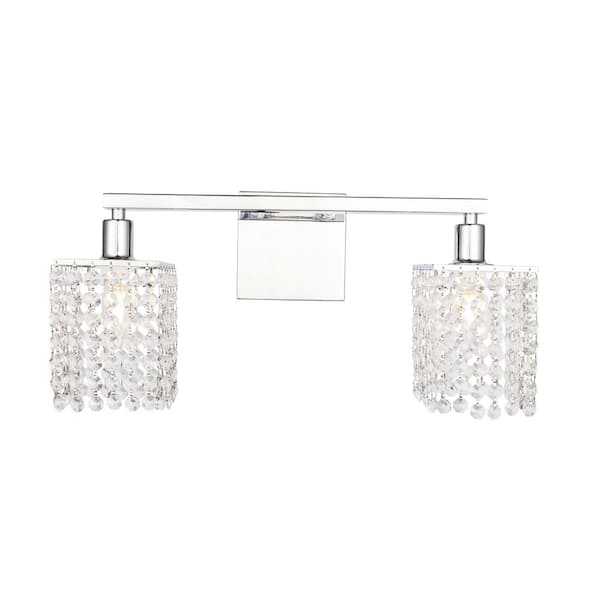 Unbranded Timeless Home Paige 18 in. W x 8.4 in. H 2-Light Chrome and Clear Crystals Wall Sconce