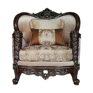 Devayne Fabric & Dark Walnut Fabric Arm Chair Set of