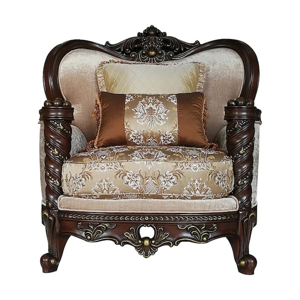 Acme Furniture Devayne Fabric & Dark Walnut Fabric Arm Chair Set of