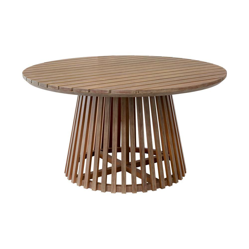 Escondido 55" Round Light Eucalyptus Outdoor Dining Table