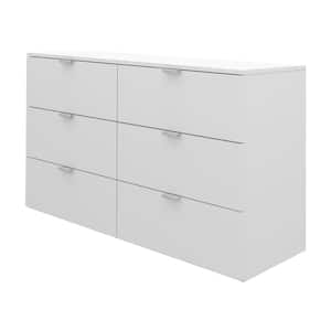 Delmar 6-Drawer White Dresser 31 in. H x 51.25 in. W x 15.75 in. D