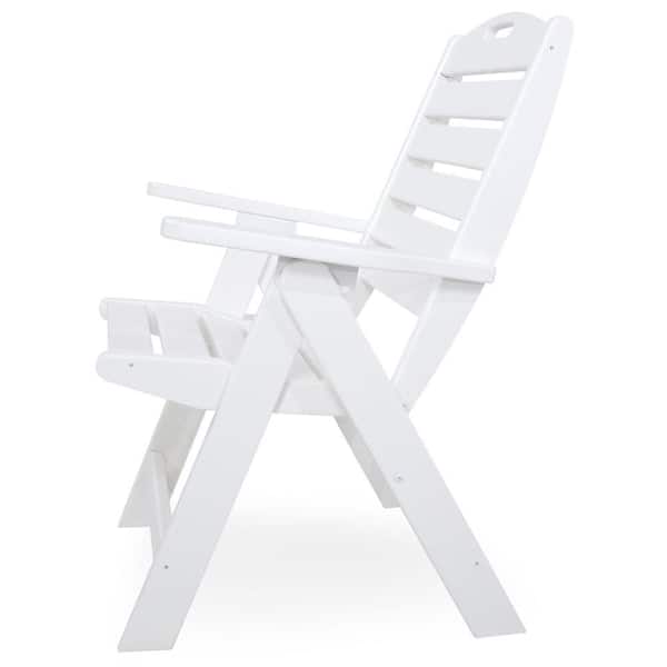 Polywood Nautical Highback White Plastic Outdoor Patio Dining Chair Nch38wh The Home Depot - High Back White Plastic Resin Patio Chair
