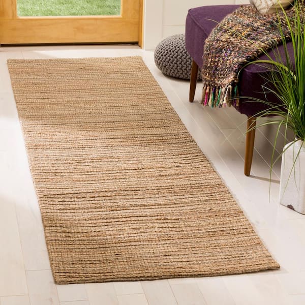 Cape Cod 2 ft. x 14 ft. Natural Solid Color Striped Runner Rug