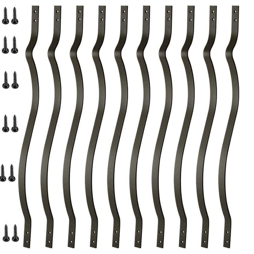 32.25 in. x 1 in. Black Heavy Duty Cast Iron Deck Wave Arc Baluster with Screws for Outdoor Stair Deck-(51-Pack) price history on PriceWatchPro