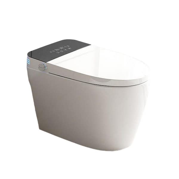 Smart Bidet Toilet 1.28 GPF in White with Remote Control, Auto Open/Close, Heated Seat, Warm Water, Foot Sensor