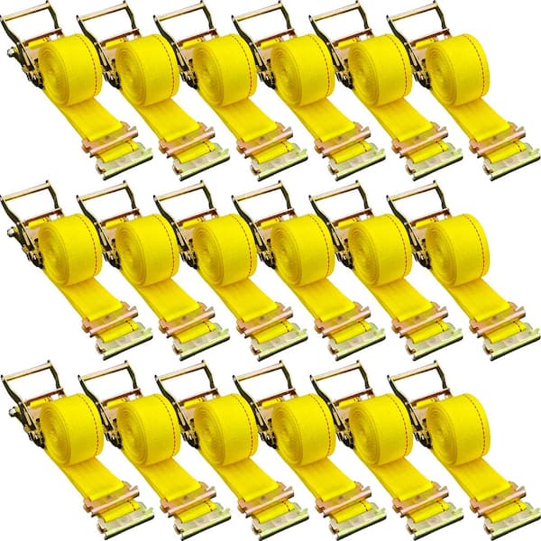 E-Track Ratchet Strap, 18-Pcs 2 in. x 15ft. E-Track Straps 4400 lbs. Breaking Strength, with Polyester Webbing