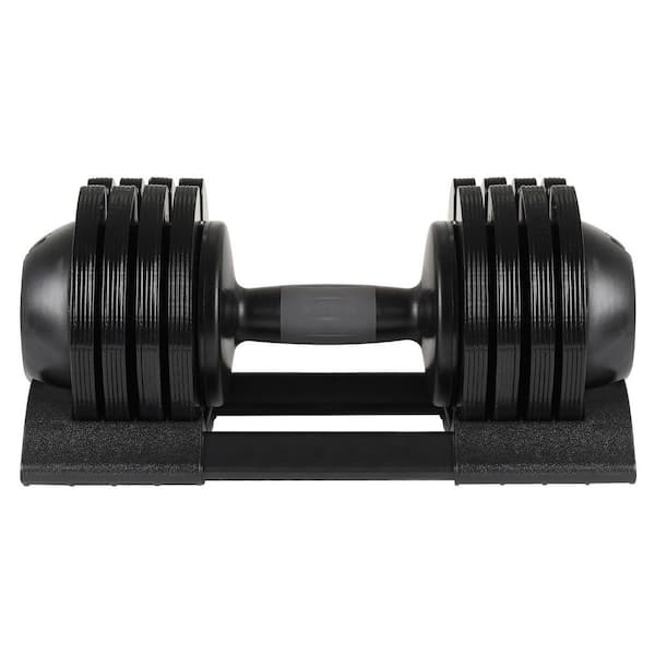 1-Piece 52 lb. Black Steel Adjustable Weight Dumbbell
