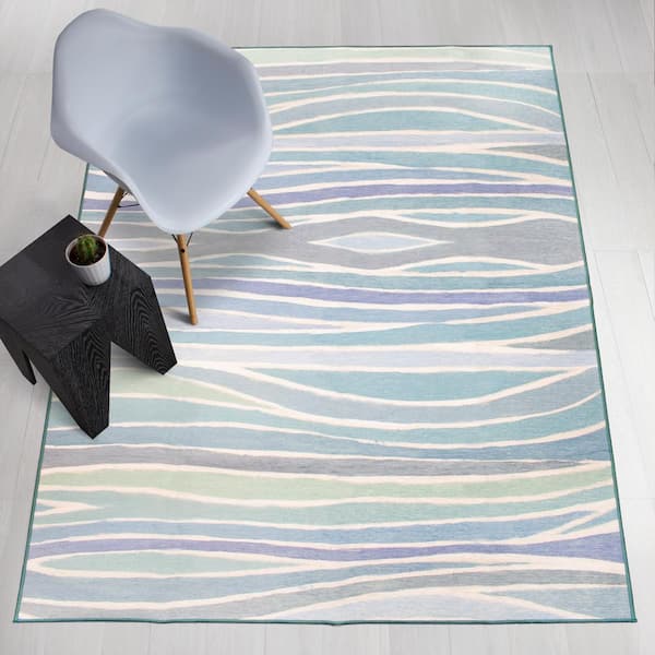 2 x 5 ft. Blue Waves Runner Vinyl Floor Mat