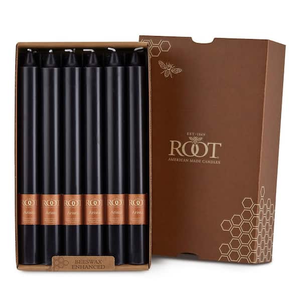 Smooth Arista 9 in. Black Unscented Taper Candle (Set of 12)