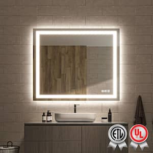 48 in. W x 40 in. H Rectangular Frameless Wall Bathroom Vanity Mirror with Backlit and Front Light