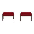 Walton Springs Aluminum Outdoor Patio Ottoman with Standard Chili Red Cushions (2-Pack)
