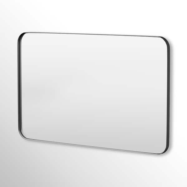 Hausvita 48 in. W x 30 in. H Rectangular Framed Tempered Glass Wall-Mounted Bathroom Vanity Mirror in Black
