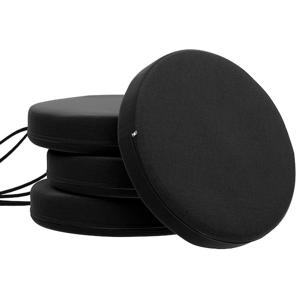 15 in. x 3 in. Outdoor Chair Cushions of 4 of Pieces, Thick Round Seat Dining Chairs Bistro Chairs Cushions Black