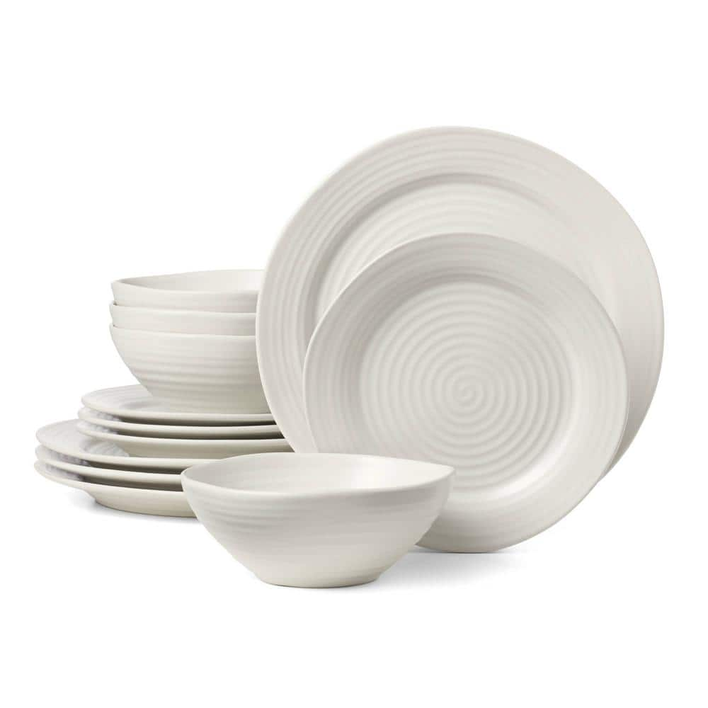 UPC 079363145147 product image for Ridge White 12-Piece White Stoneware Dinnerware (Set Service for 4) | upcitemdb.com