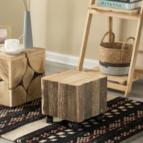 Wood discount cube stool