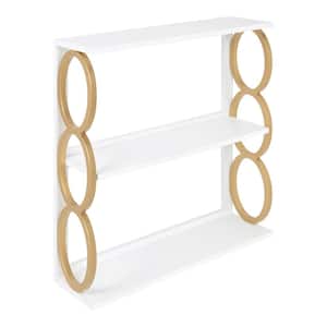Ring 28 in. x 31 in. x 8 in. White/Gold Decorative Wall Shelf