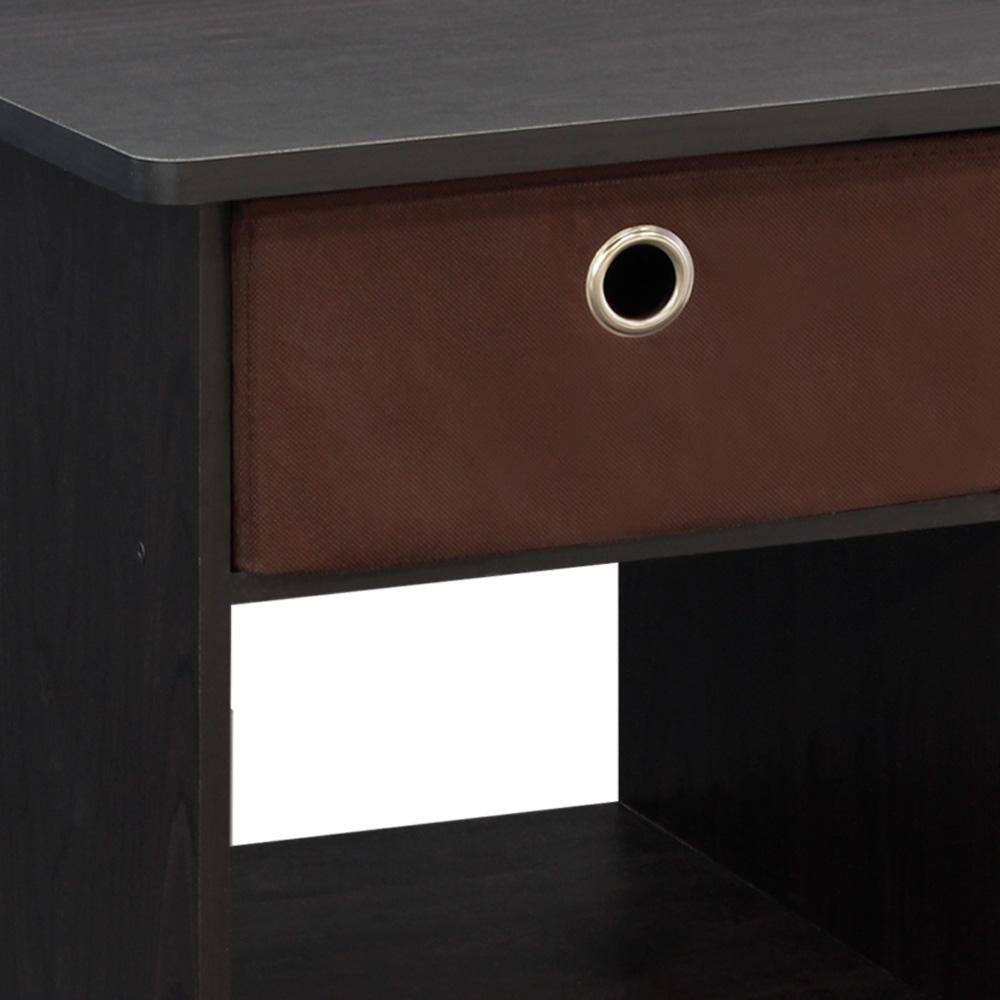 Espresso Brown Rectangular Wood End Table with Drawer