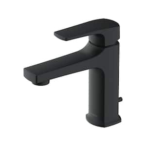 Tribune Single Handle Single Hole Bathroom Faucet Pop-Up Drain Included in Satin Black