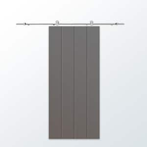 42 in. x 96 in. Light Gray Stained Composite MDF Paneled Interior Sliding Barn Door with Hardware Kit