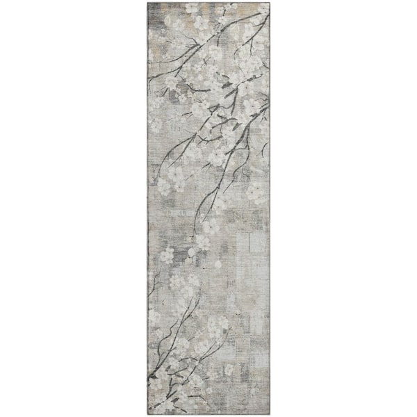 Mayfield Premium Machine Washable Abstract AMF2248 Beige 2 ft. x 7 ft. Runner Rug