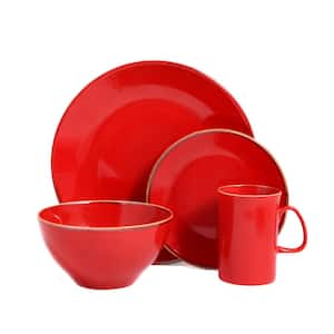 Seasons 4 Piece Red Porcelain Dinnerware Place Setting w/Mug (Serving Set for 1)
