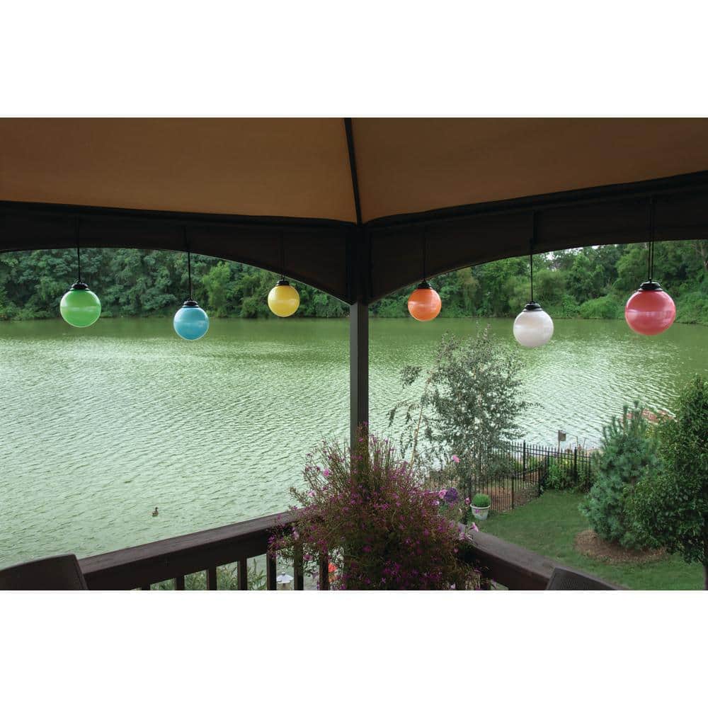 White 5" Battery Powered Outdoor Globe Light with Timer
