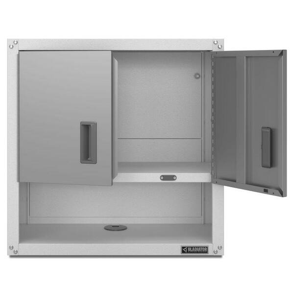 Gladiator Steel 2 Shelf Wall Mounted Garage Cabinet In Light Gray 28 W X H 12 D Gawg28kvew 2 Shelf Wall Mounted Garage Cabinet, Gladiator Wall Cabinet Review
