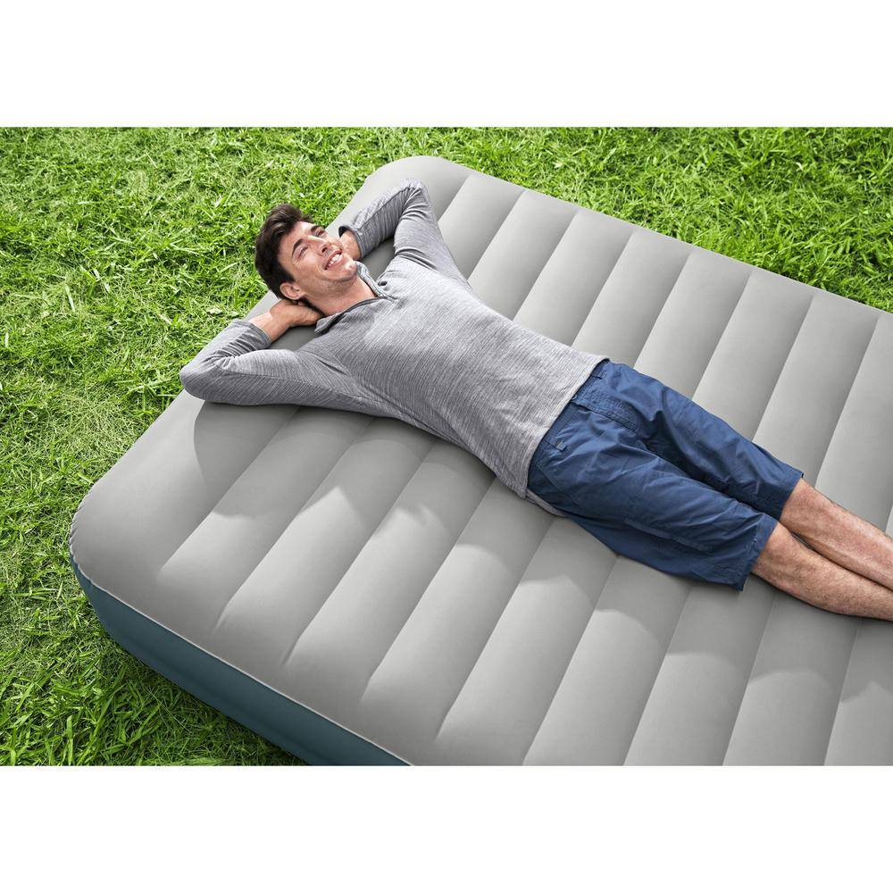Gray Queen Inflatable Air Mattress with Rechargeable Pump