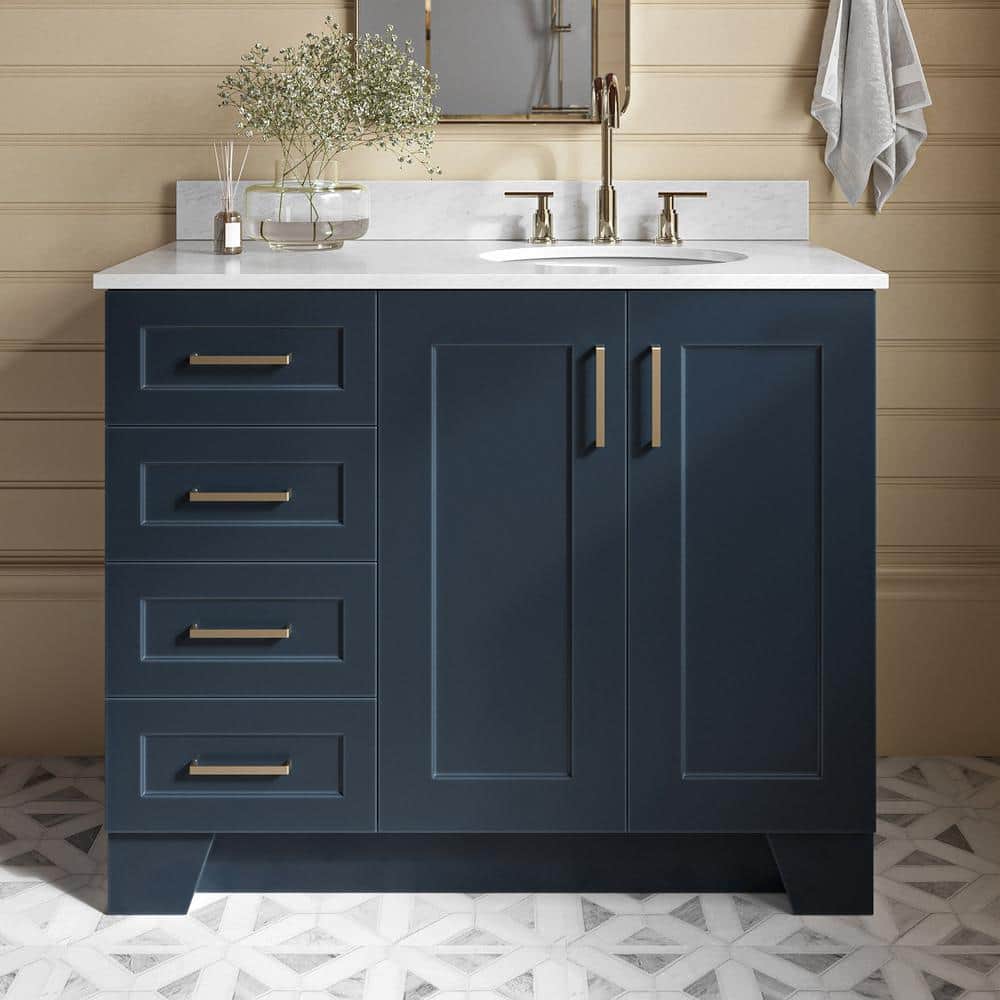 Taylor 42 in. Single Sink Freestanding Bathroom Vanity in Midnight Blue with 0.75 in. Carrara White Marble Top price history on PriceWatchPro