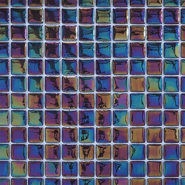 6 in. x 6 in. Midnight Dark Multi and Black Mix Glass Tile Love Wall and Floor Tile 0.25 sq. ft. Sample