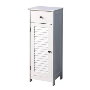 White Bathroom Floor Accent Cabinet with Drawer and Single Shutter Door