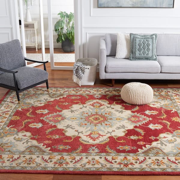 Antiquity 8 ft. x 10 ft. Red/Gray Traditional Medallion Area Rug