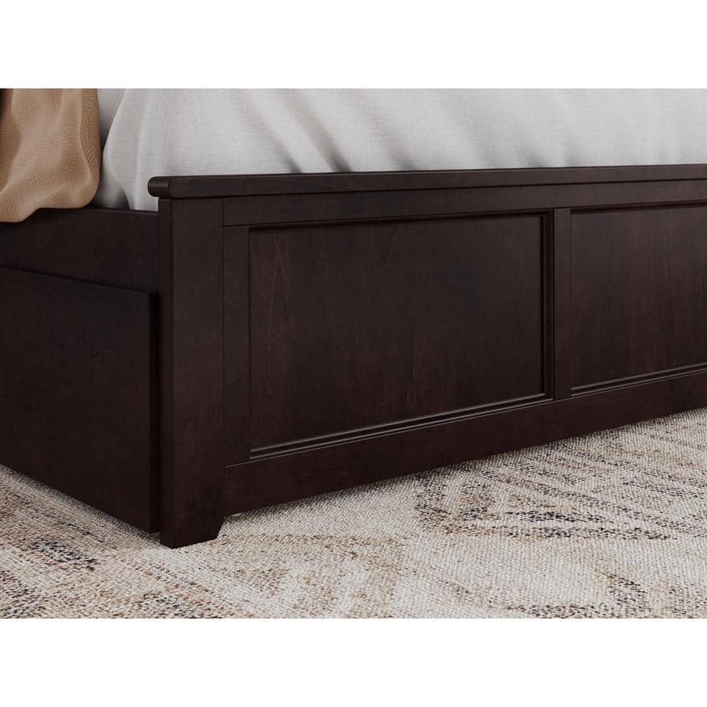 Espresso King Solid Wood Platform Bed with Storage Drawers