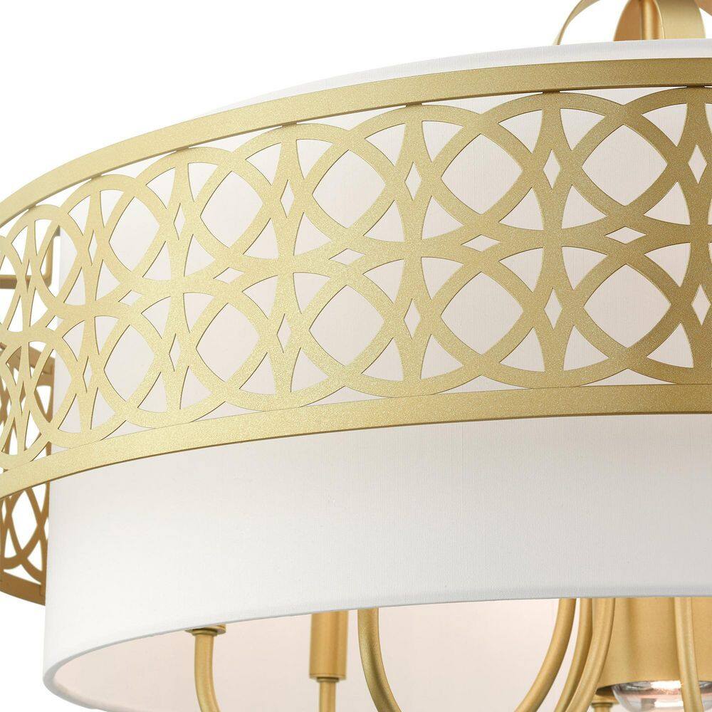 Gold Steel Drum Shade Art Deco Chandelier Light