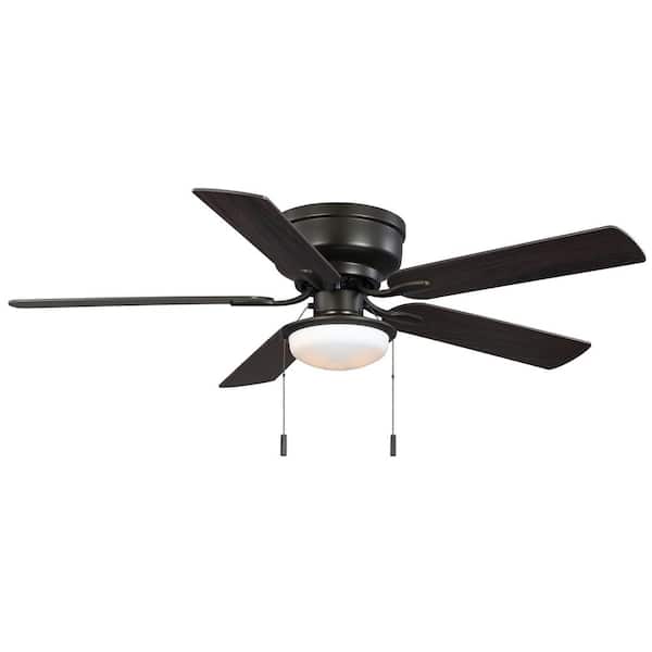 PRIVATE BRAND UNBRANDED Colton 52 in. Indoor Flat Bronze Low Profile Ceiling Fan with Light Kit and Bright White LED Bulbs Included