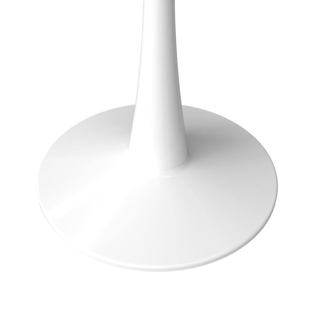 White Round Sintered Stone Dining Table with Steel Pedestal Base